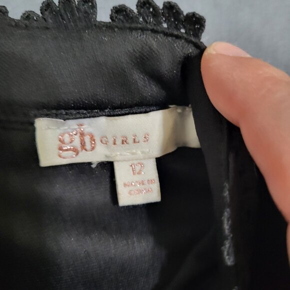 gb Girls Embroidered Lace Mini Dress Black Whimsigoth Grunge Halloween SZ 12 - Picture 11 of 11